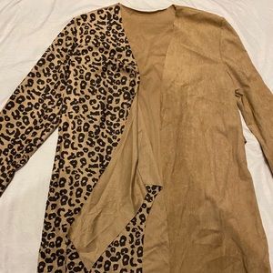 Half Cheetah Print suede Dust Jacket /Cover w/ Tie